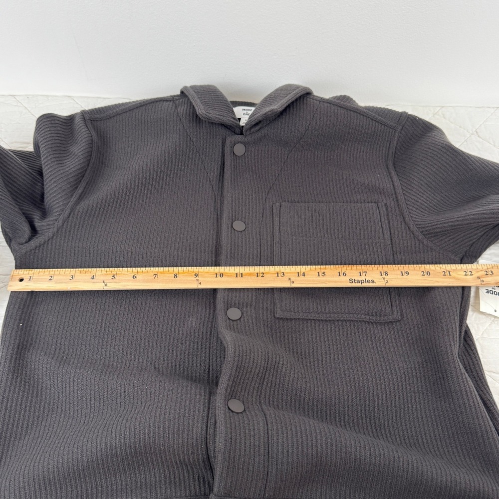 Mode of One Mens Ribbed Knit Snap Front Jacket Jet Grey‎ 100194421MN Medium NWT - Picture 7 of 14